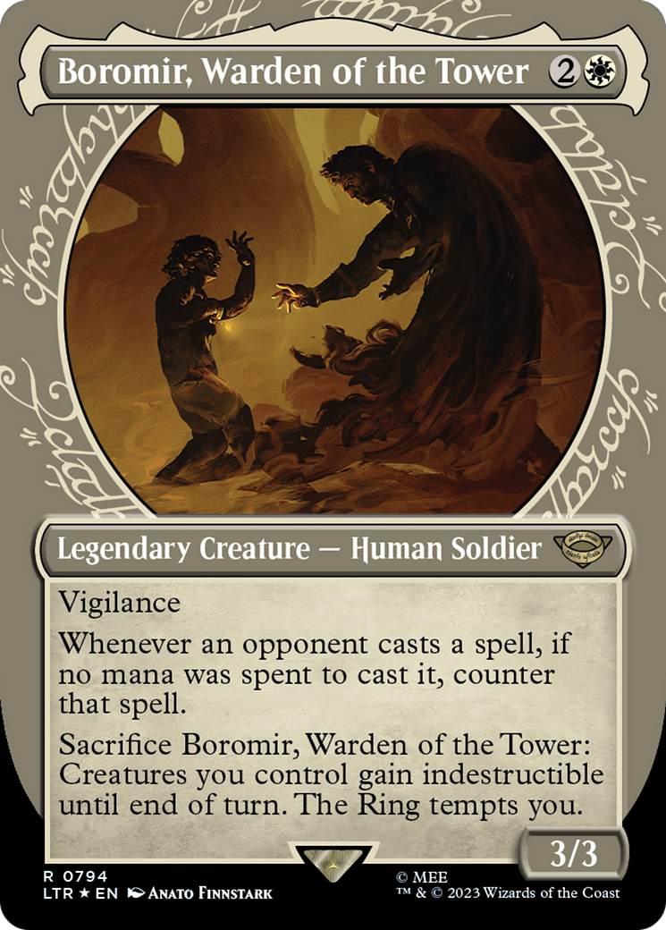 Boromir, Warden of the Tower (Showcase) (Surge Foil) [The Lord of the Rings: Tales of Middle-Earth] | Magic Magpie