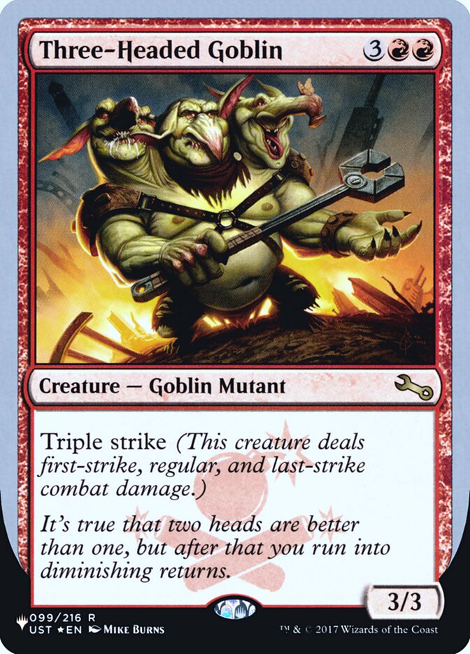 Three-Headed Goblin (Unfinity Foil Edition) [The List] | Magic Magpie