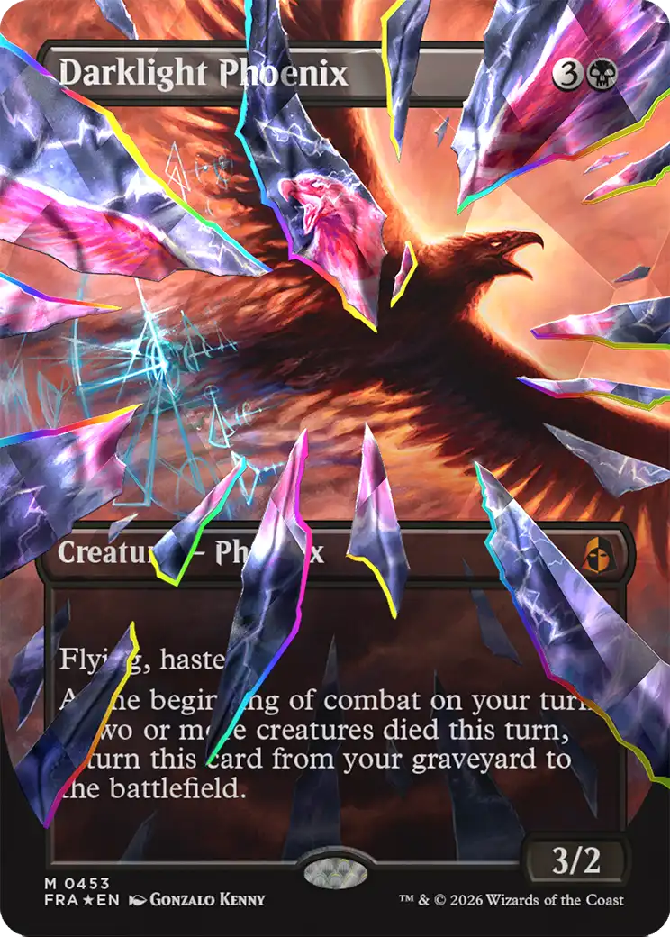 Darklight Phoenix (Borderless) (Facet Foil) (0453) [Reality Fracture] | Magic Magpie