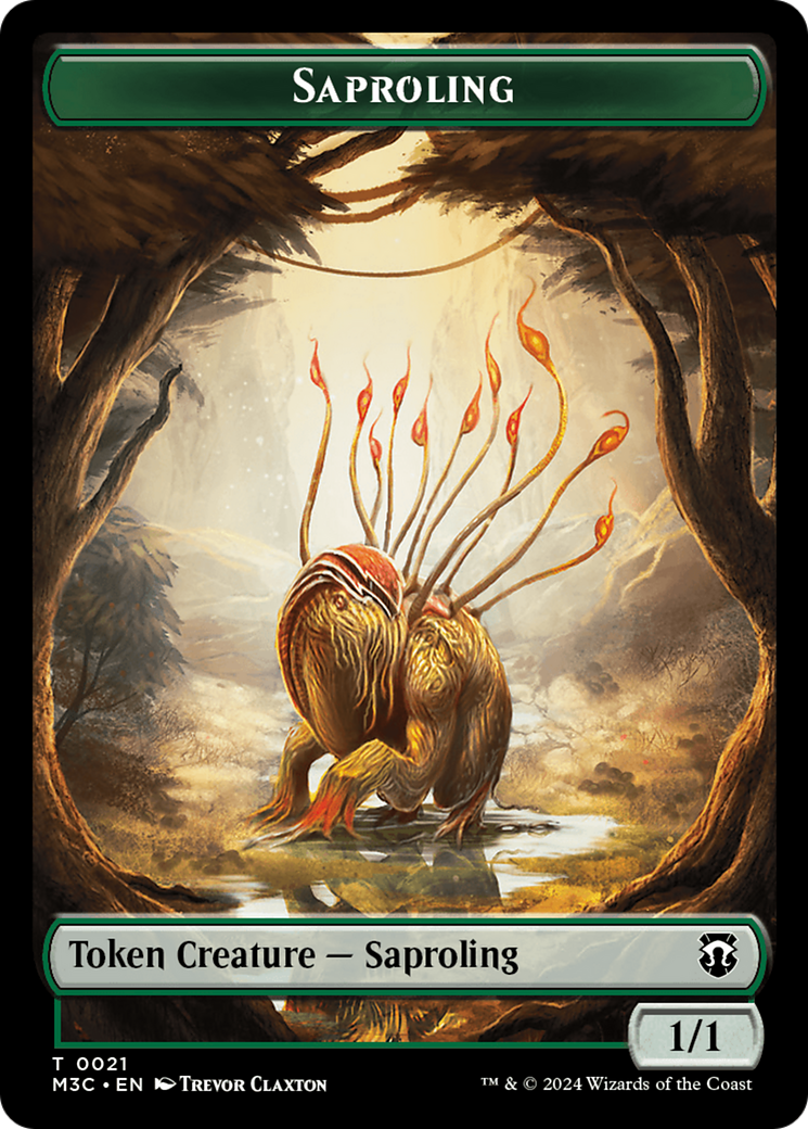 Tarmogoyf (Ripple Foil) // Saproling Double-Sided Token [Modern Horizons 3 Commander Tokens] | Magic Magpie