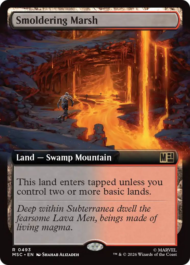 Smoldering Marsh (Extended Art) [Marvel Super Heroes Commander] | Magic Magpie