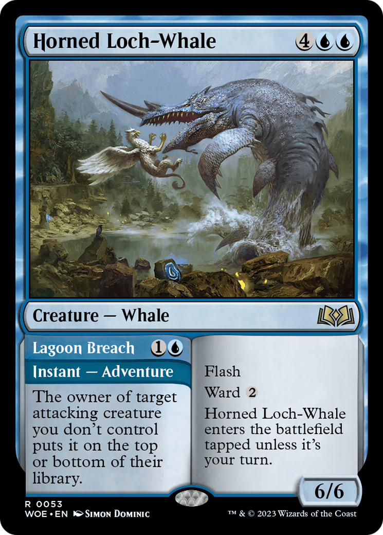 Horned Loch-Whale // Lagoon Breach [Wilds of Eldraine] | Magic Magpie