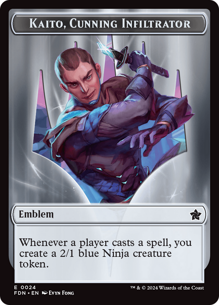 Emblem - Kaito, Cunning Infiltrator // Ninja Doubled-Sided Token [Foundations Tokens] | Magic Magpie