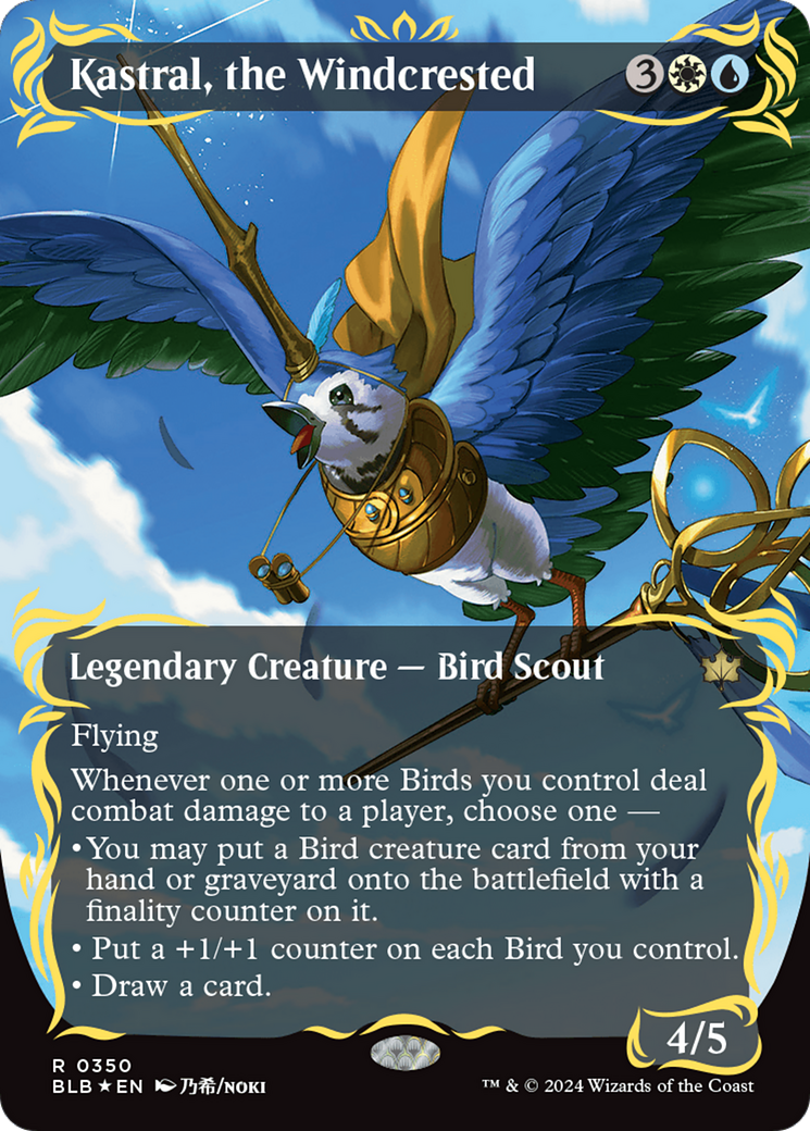 Kastral, the Windcrested (Borderless) (Raised Foil) [Bloomburrow] | Magic Magpie