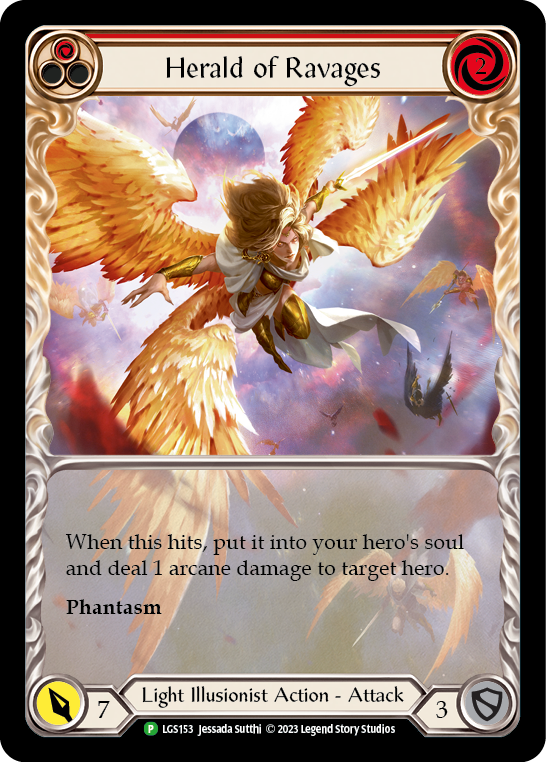 Herald of Ravages (Red) (Extended Art) [LGS153] (Promo)  Rainbow Foil | Magic Magpie