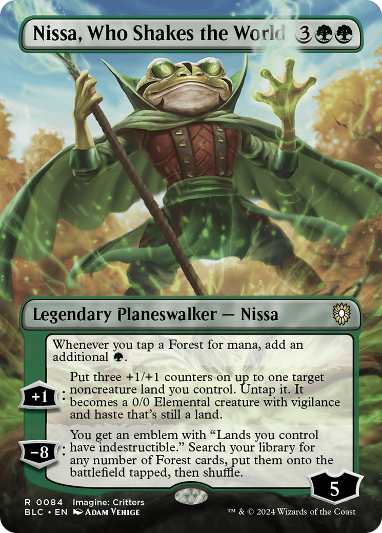 Nissa, Who Shakes the World (Borderless) [Bloomburrow Commander] | Magic Magpie