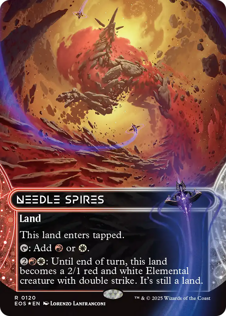 Needle Spires (0120) (Borderless) (Galaxy Foil) [Edge of Eternities: Stellar Sights] | Magic Magpie