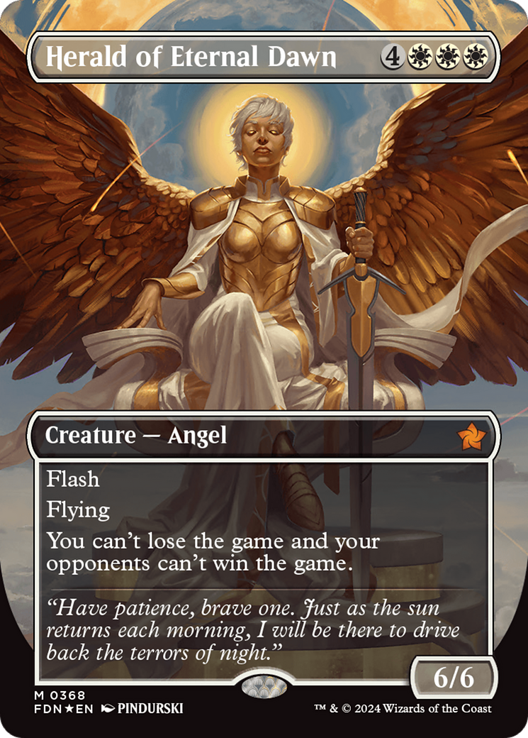Herald of Eternal Dawn (Borderless) (Mana Foil) [Foundations] | Magic Magpie