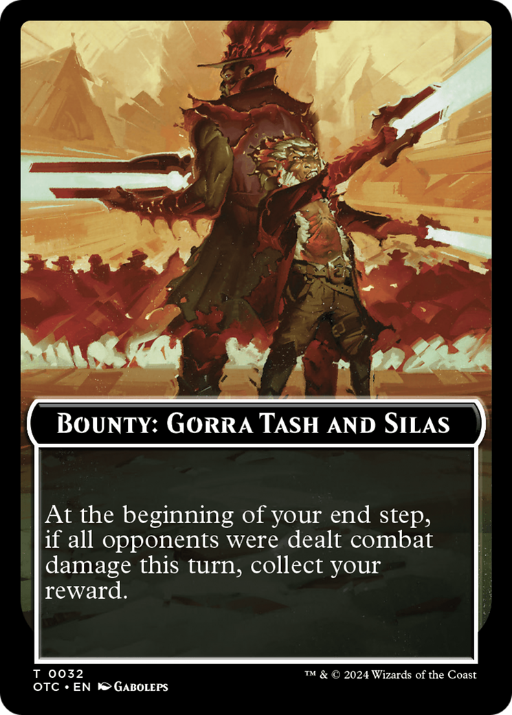 Bounty: Gorra Tash and Silas // Bounty Rules Double-Sided Token [Outlaws of Thunder Junction Commander Tokens] | Magic Magpie