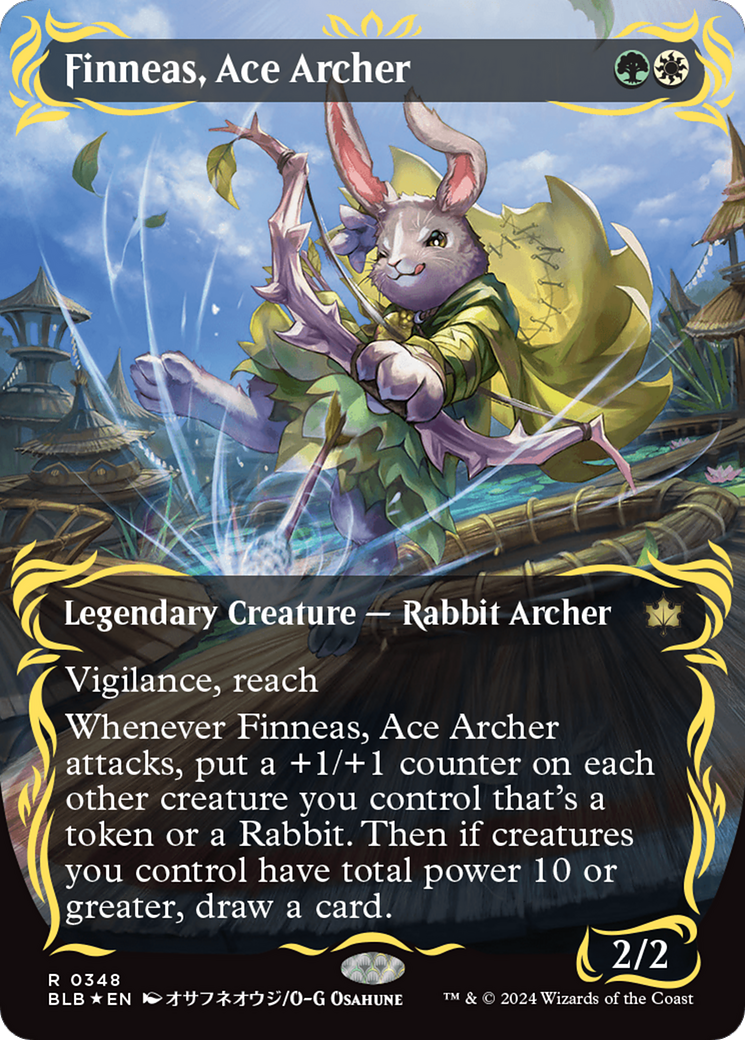 Finneas, Ace Archer (Borderless) (Raised Foil) [Bloomburrow] | Magic Magpie