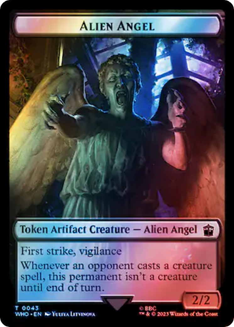 Alien Angel // Alien Salamander Double-Sided Token (Surge Foil) [Doctor Who Tokens] | Magic Magpie