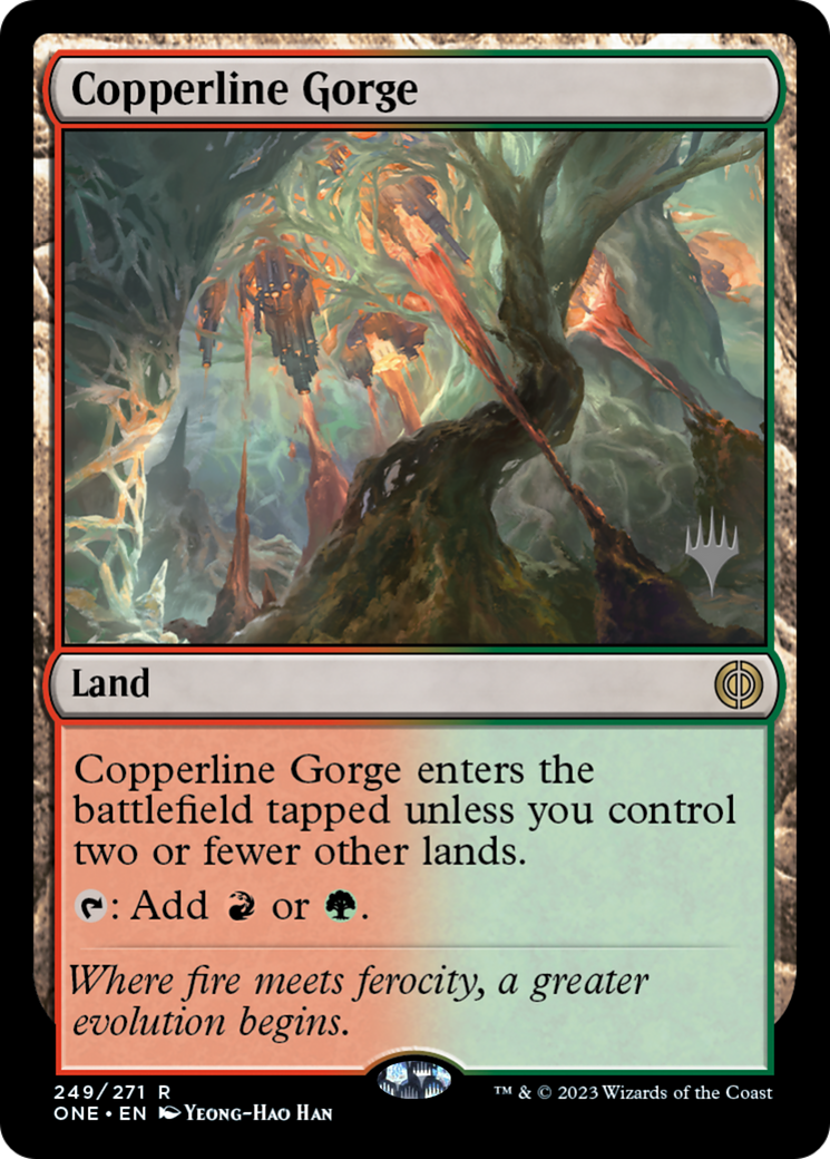 Copperline Gorge (Promo Pack) [Phyrexia: All Will Be One Promos] | Magic Magpie