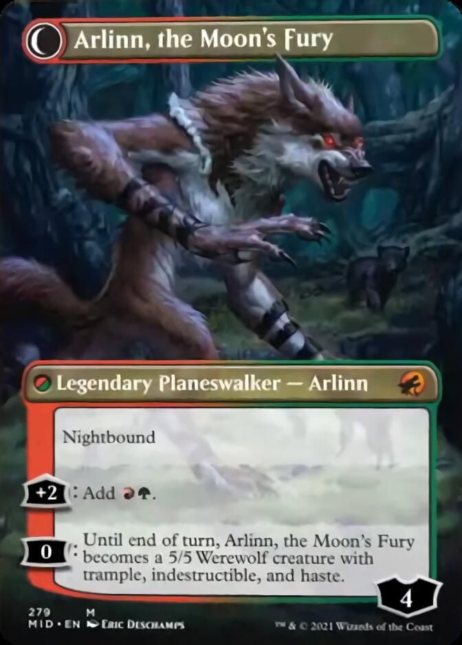 Arlinn, the Pack's Hope // Arlinn, the Moon's Fury (Borderless) [Innistrad: Midnight Hunt] | Magic Magpie