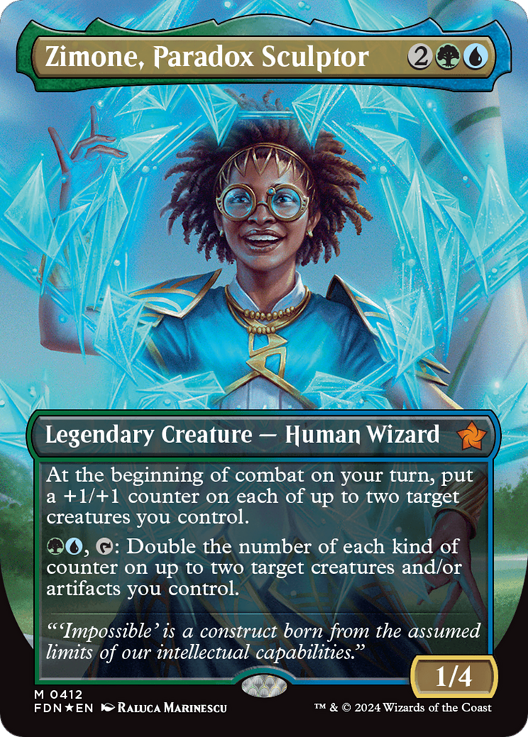 Zimone, Paradox Sculptor (Borderless) (Mana Foil) [Foundations] | Magic Magpie