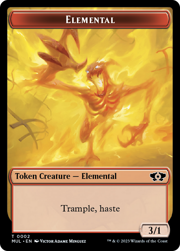 Elemental (2) // Teferi Akosa of Zhalfir Emblem Double-Sided Token [March of the Machine Tokens] | Magic Magpie