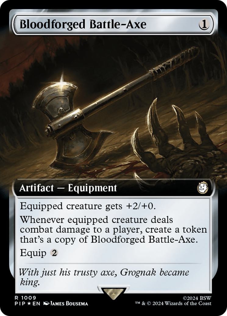 Bloodforged Battle-Axe (Extended Art) (Surge Foil) [Fallout] | Magic Magpie