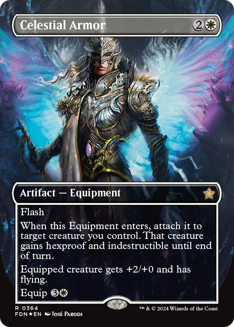 Celestial Armor (Borderless) (Mana Foil) [Foundations] | Magic Magpie