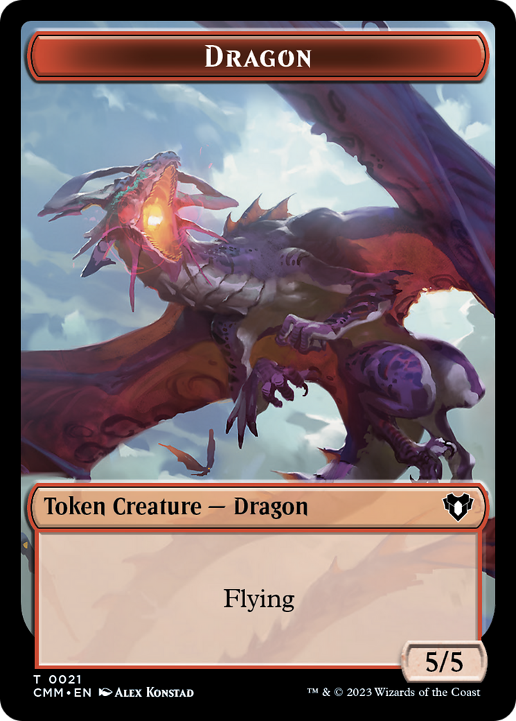 Saproling // Dragon (0021) Double-Sided Token [Commander Masters Tokens] | Magic Magpie