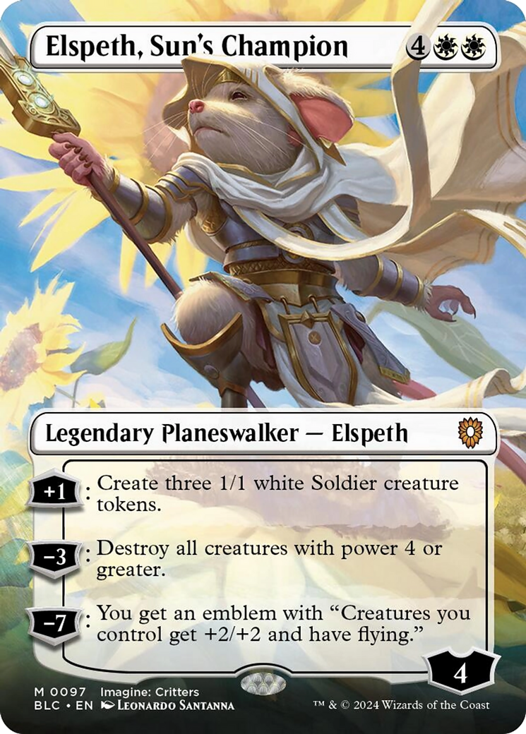 Elspeth, Sun's Champion (Borderless) [Bloomburrow Commander] | Magic Magpie