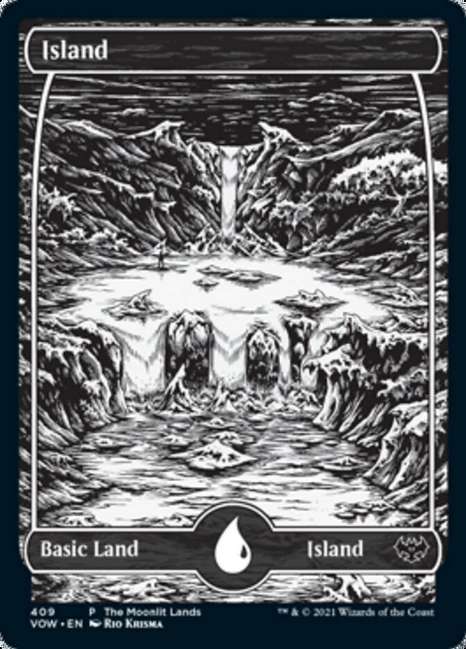 Island (The Moonlit Lands) (Foil Etched) [Innistrad: Crimson Vow Promos] | Magic Magpie