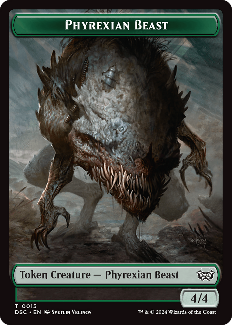 Phyrexian Beast //Manifest Double-Sided Token [Duskmourn: House of Horror Commander Tokens] | Magic Magpie