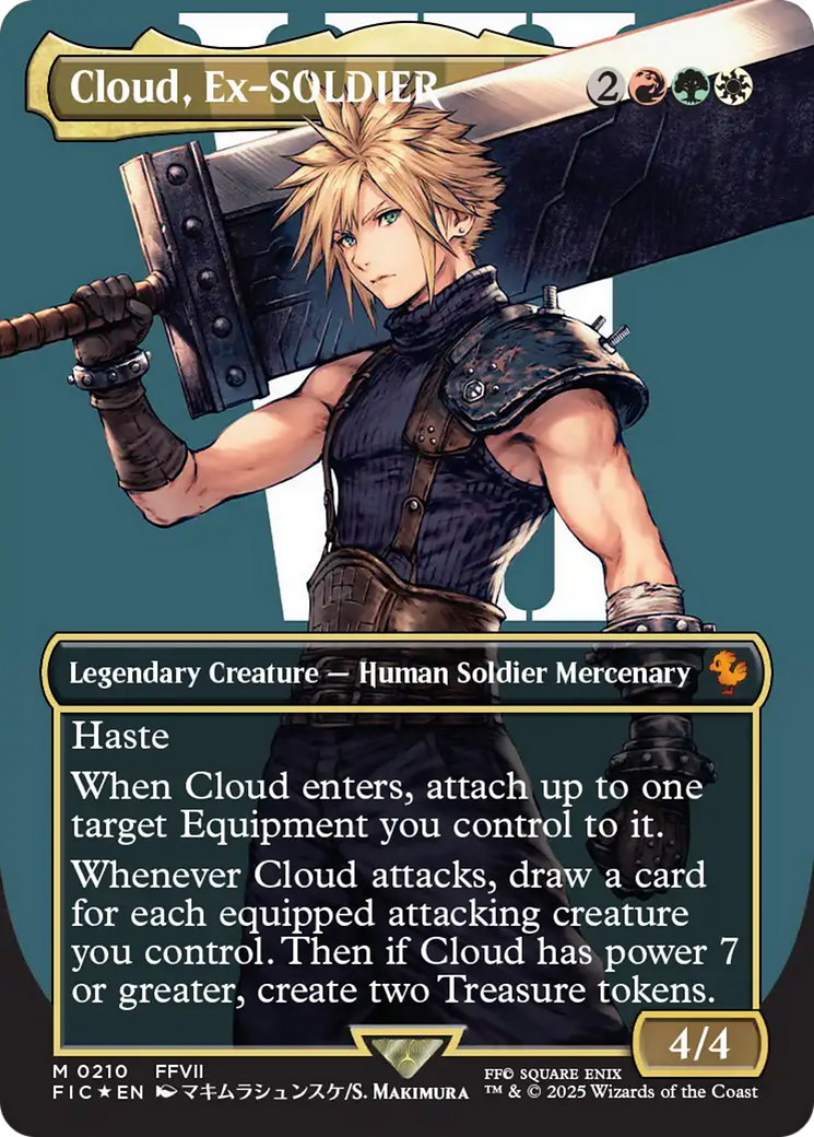 Cloud, Ex-SOLDIER (Borderless) (Surge Foil) [FINAL FANTASY Commander] | Magic Magpie
