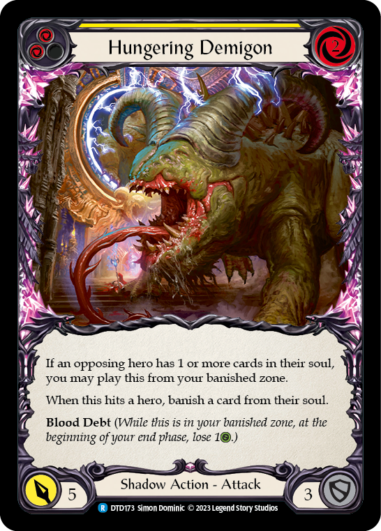 Hungering Demigon (Yellow) [DTD173] (Dusk Till Dawn)  Rainbow Foil | Magic Magpie