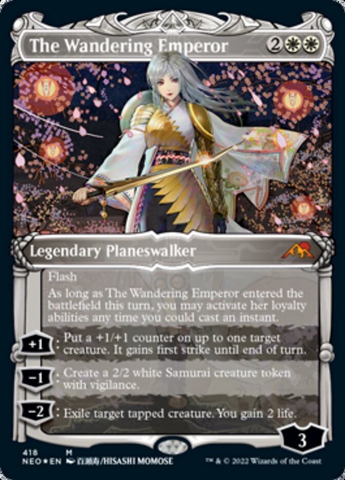 The Wandering Emperor (Showcase) (Foil Etched) [Kamigawa: Neon Dynasty] | Magic Magpie