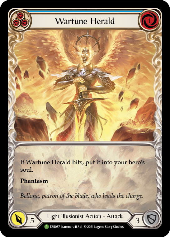 Wartune Herald (Blue Extended Art) [FAB037] (Promo)  Rainbow Foil | Magic Magpie