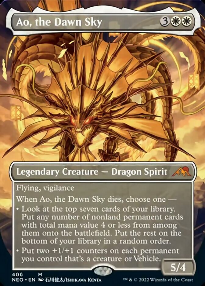 Ao, the Dawn Sky (Borderless Alternate Art) [Kamigawa: Neon Dynasty] | Magic Magpie