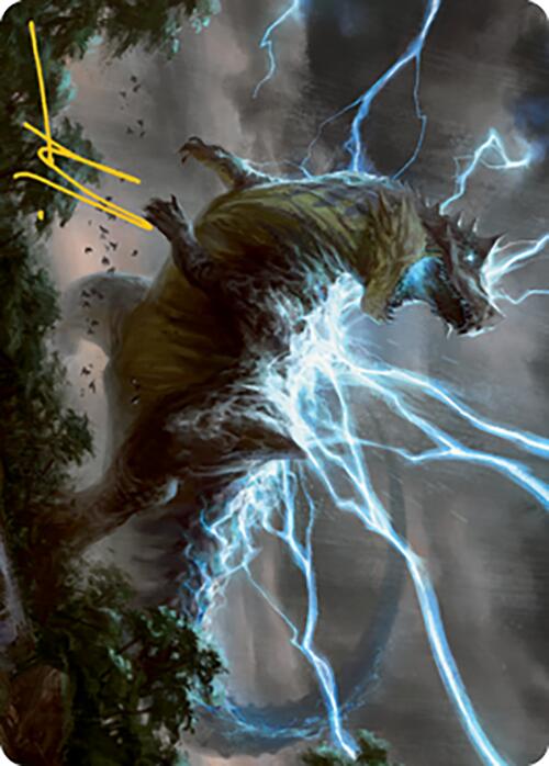 Thrasta, Tempest's Roar Art Card (41) (Gold-Stamped Signature) [Modern Horizons 2 Art Series] | Magic Magpie