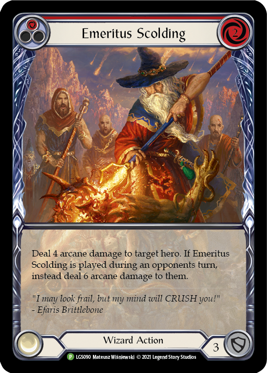Emeritus Scolding (Red Extended Art) [LGS090] (Promo)  Rainbow Foil | Magic Magpie