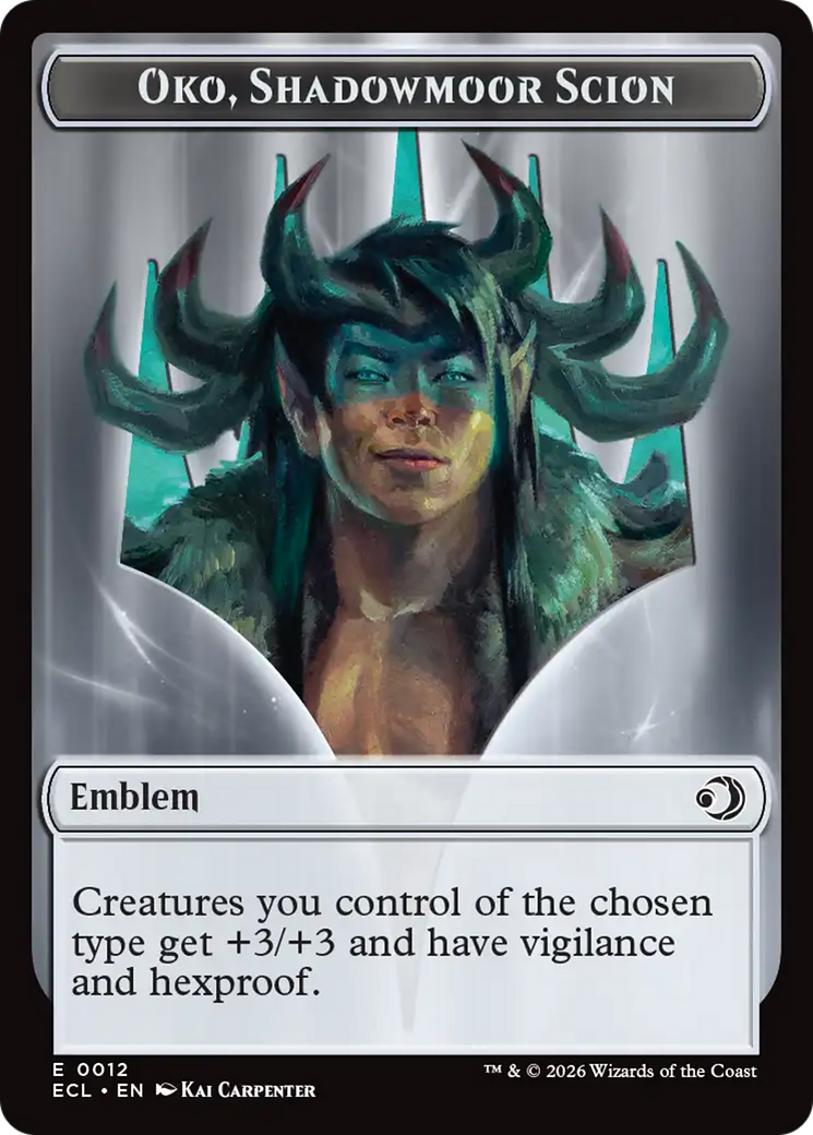 Elk // Emblem - Oko, Shadowmoor Scion Double-Sided Token [Lorwyn Eclipsed Tokens] | Magic Magpie