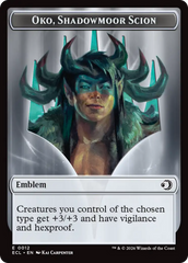 Elk // Emblem - Oko, Shadowmoor Scion Double-Sided Token [Lorwyn Eclipsed Tokens] | Magic Magpie