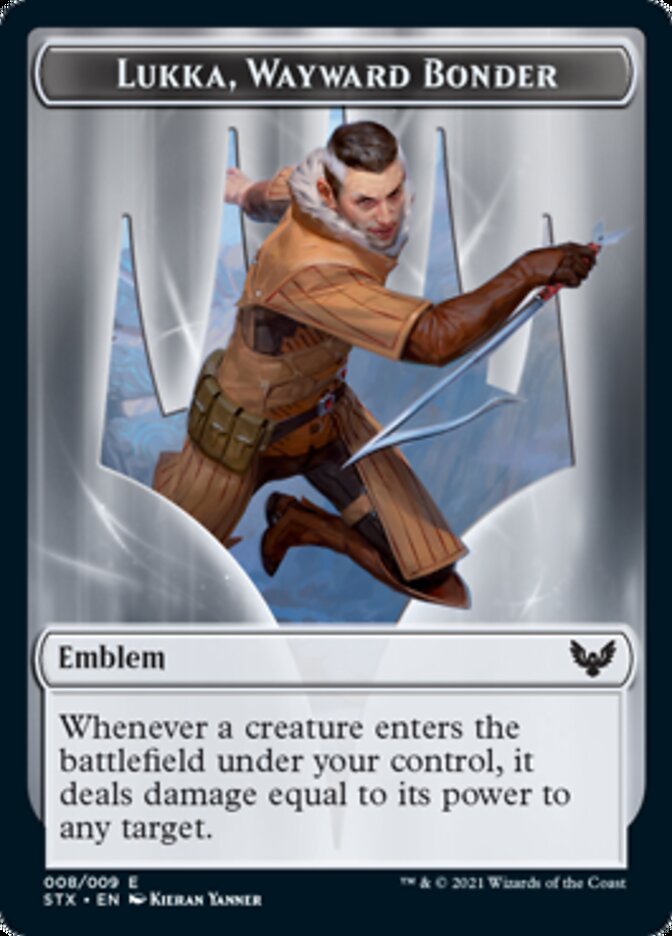 Spirit // Lukka, Wayward Bonder Emblem Double-Sided Token [Strixhaven: School of Mages Tokens] | Magic Magpie