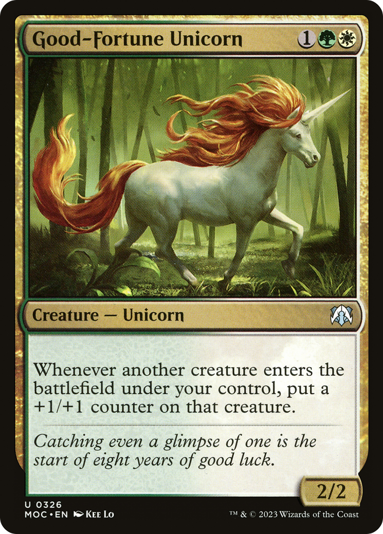 Good-Fortune Unicorn [March of the Machine Commander] | Magic Magpie