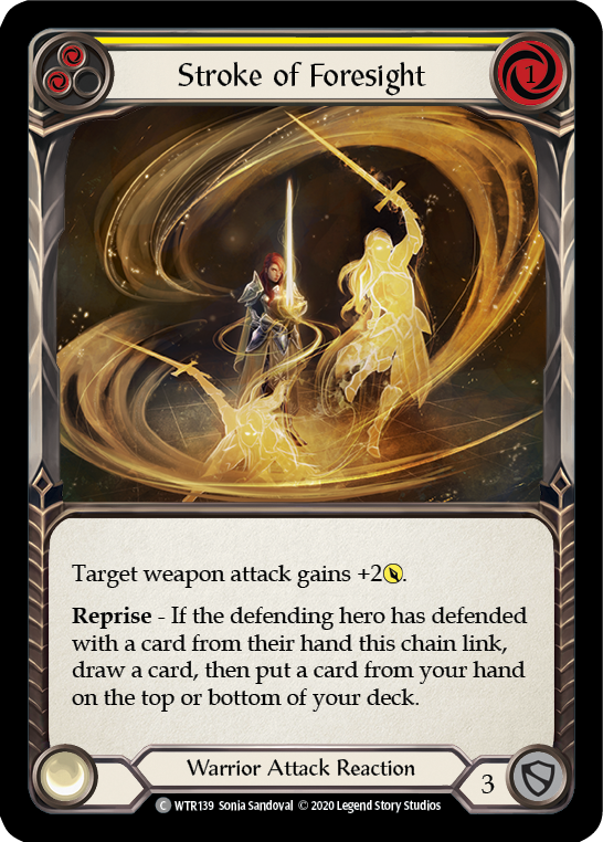 Stroke of Foresight (Yellow) [U-WTR139] (Welcome to Rathe Unlimited)  Unlimited Rainbow Foil | Magic Magpie