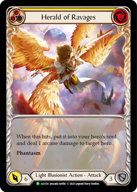 Herald of Ravages (Yellow) (Extended Art) [LGS154] (Promo)  Rainbow Foil | Magic Magpie