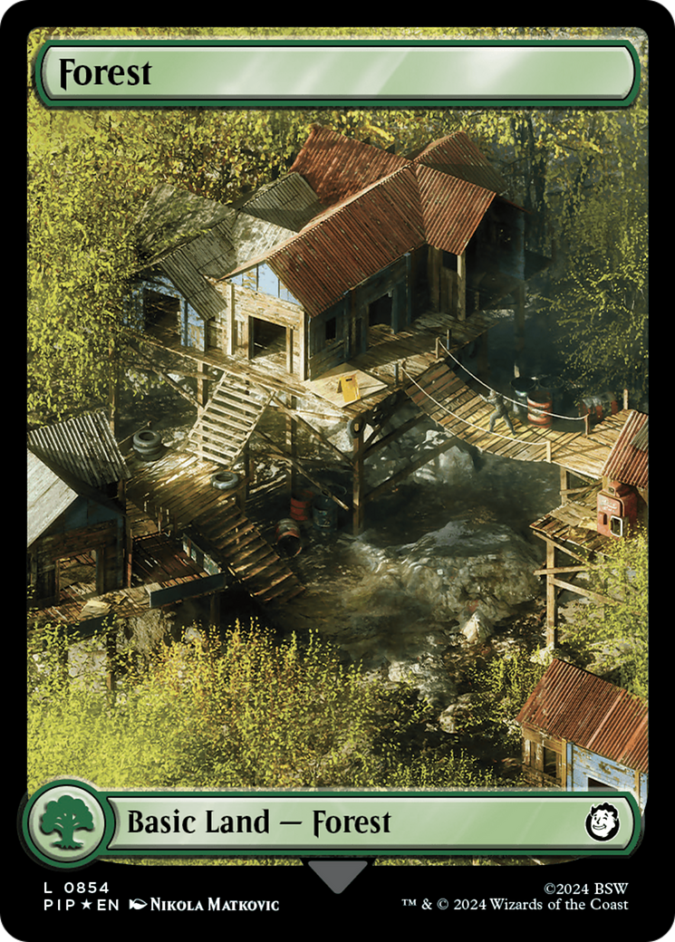 Forest (0854) (Surge Foil) [Fallout] | Magic Magpie