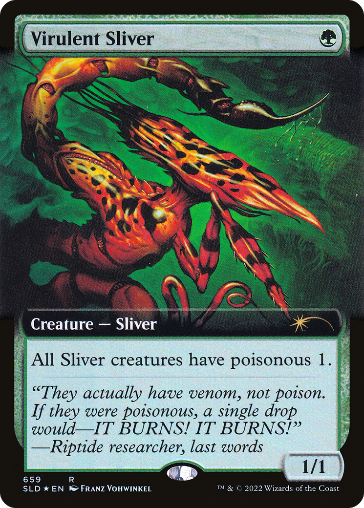 Virulent Sliver (Extended Art) (Step-and-Compleat Foil) [Secret Lair Drop Promos] | Magic Magpie