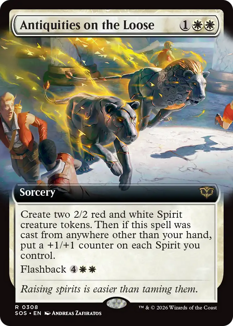 Antiquities on the Loose (Extended Art) [Secrets of Strixhaven] | Magic Magpie