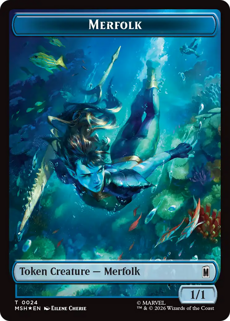 Council of Reeds (024) // Merfolk (024) Double-Sided Token (Surge Foil) [Marvel Super Heroes Commander Tokens] | Magic Magpie