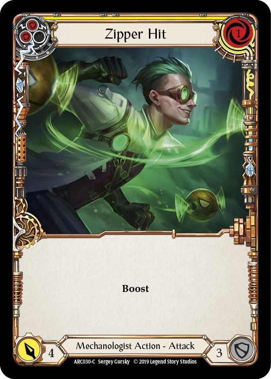 Zipper Hit (Yellow) [ARC030-C] (Arcane Rising)  1st Edition Rainbow Foil | Magic Magpie