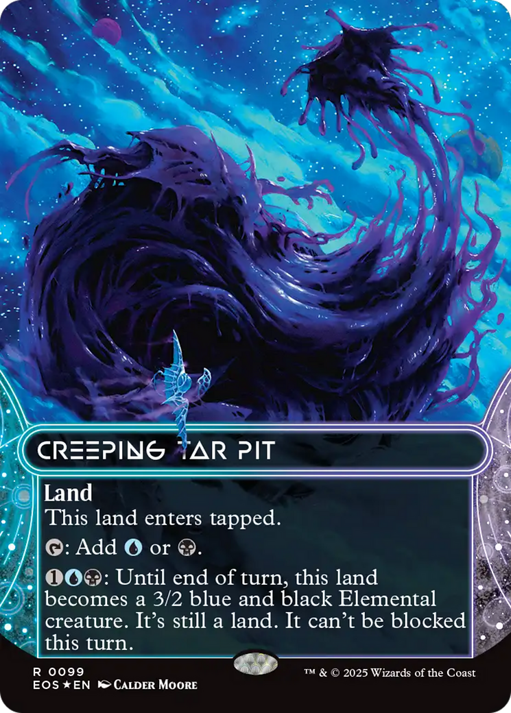 Creeping Tar Pit (0099) (Borderless) (Galaxy Foil) [Edge of Eternities: Stellar Sights] | Magic Magpie
