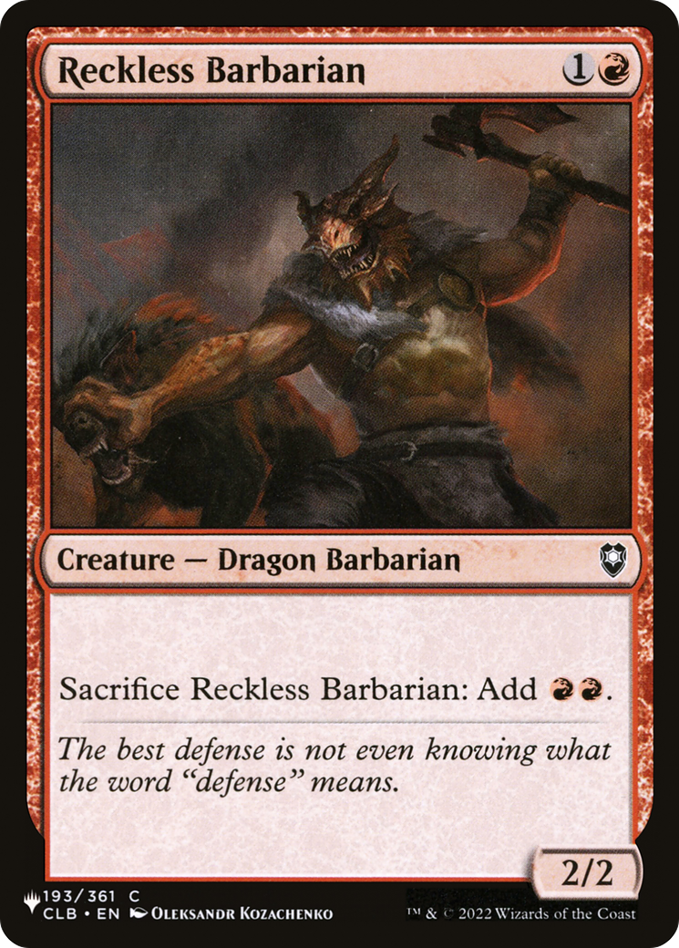 Reckless Barbarian [The List Reprints] | Magic Magpie