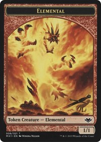 Elemental (008) // Serra the Benevolent Emblem (020) Double-Sided Token [Modern Horizons Tokens] | Magic Magpie