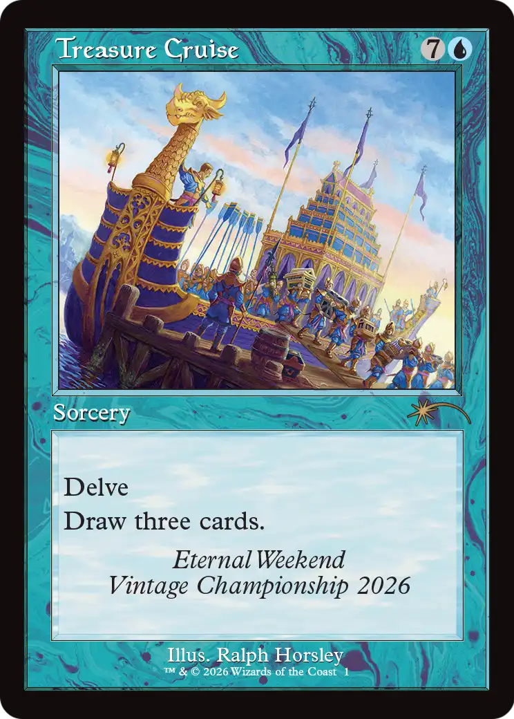 Treasure Cruise (Retro Frame) (Eternal Weekend 2026 Promo) [Eternal Weekend] | Magic Magpie