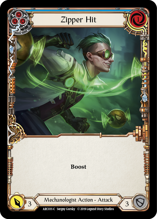 Zipper Hit (Blue) [ARC031-C] (Arcane Rising)  1st Edition Rainbow Foil | Magic Magpie