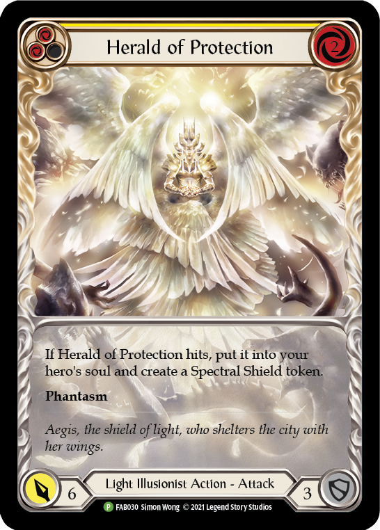 Herald of Protection (Yellow Extended Art) [FAB030] (Promo)  Rainbow Foil | Magic Magpie