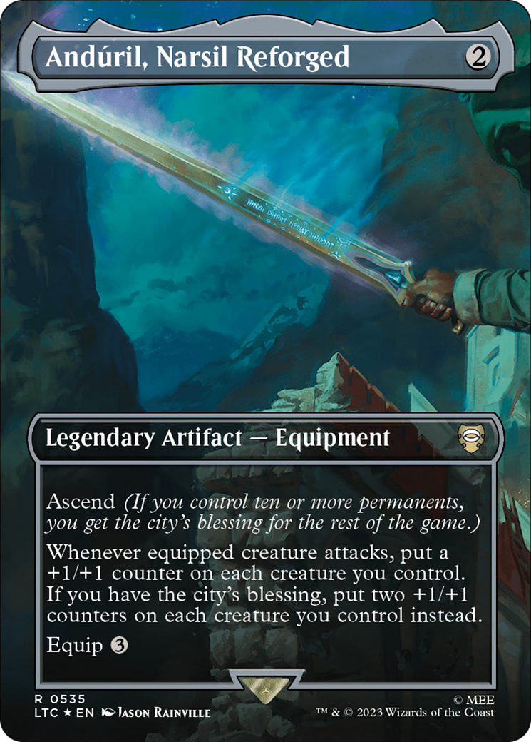 Anduril, Narsil Reforged (Borderless) (Surge Foil) [The Lord of the Rings: Tales of Middle-Earth Commander] | Magic Magpie